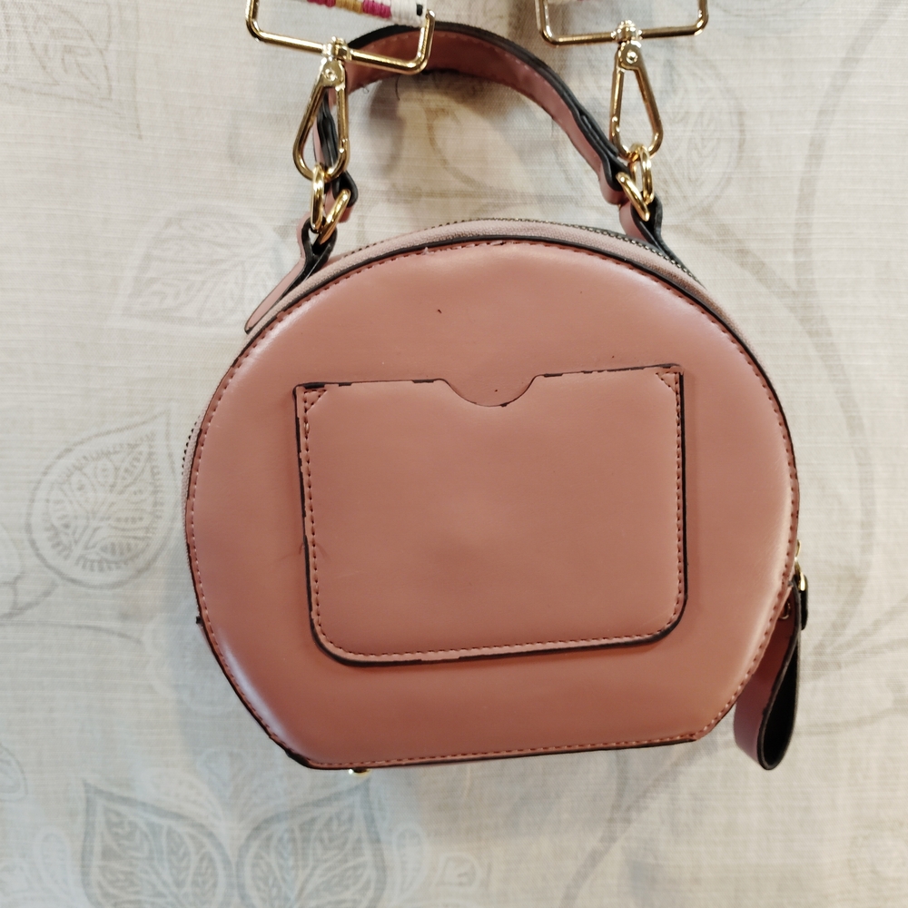 Women's Pink Crossbody Bag with Gold Emblem - Picture 4 of 6
